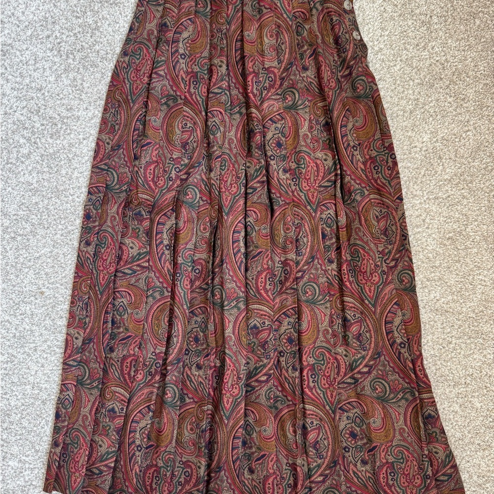 Vintage J.G. Hook Paisley Pleated Midi Skirt - Size 6